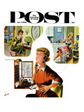 "Eavesdropping Operator " Saturday Evening Post Cover  April 7  1962