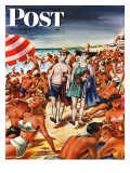 "Palefaces at the Beach " Saturday Evening Post Cover  July 27  1946
