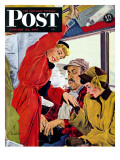 "Showing Off Her Ring " Saturday Evening Post Cover  January 22  1949