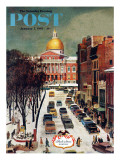 "Park Street  Boston " Saturday Evening Post Cover  January 7  1961