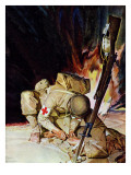 "Medic Treating Injured in Field " March 11  1944