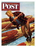 "Log Rolling " Saturday Evening Post Cover  December 11  1943