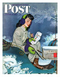 "Mail Delivery by Sleigh " Saturday Evening Post Cover  January 29  1944