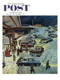 "Commuter Station Snowed In " Saturday Evening Post Cover  December 24  1960
