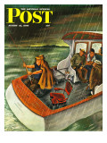 "Deep Sea Fishing in Rain " Saturday Evening Post Cover  August 31  1946