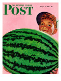 "Big Watermelon " Saturday Evening Post Cover  August 22  1942
