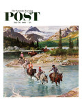 "Horseback Riding in Glacier Park " Saturday Evening Post Cover  July 30  1960