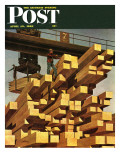 "Oregon Sawmill & Lumberyard " Saturday Evening Post Cover  April 10  1948