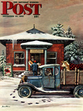 "Rural Post Office at Christmas " Saturday Evening Post Cover  December 13  1947