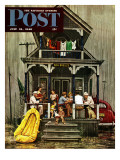 "Rainy Day at Beach Rental " Saturday Evening Post Cover  July 31  1948