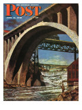 "Fishing Under Bridge " Saturday Evening Post Cover  June 12  1948