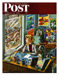 "Travel Agent at Desk " Saturday Evening Post Cover  February 12  1949