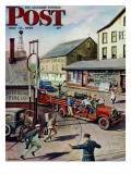 "Small Town Fire Company " Saturday Evening Post Cover  May 14  1949