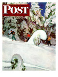 "Cross Country Skiers " Saturday Evening Post Cover  February 2  1946