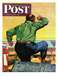 "Bowling a Split " Saturday Evening Post Cover  January 6  1945