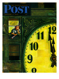 "Giant Clock on New Year's Eve " Saturday Evening Post Cover  January 1  1949
