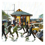 "Commuters in the Rain " October 7  1961