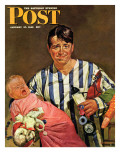 "Early Morning Feeding " Saturday Evening Post Cover  January 27  1945