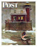 "Christmas at the Lighthouse " Saturday Evening Post Cover  December 28  1946