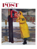 "Crossing Guard Fixing Her Makeup " Saturday Evening Post Cover  December 3  1960