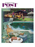 "Unwelcome Pool Guests " Saturday Evening Post Cover  July 22  1961