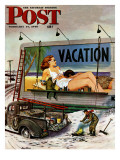 "Billboard Painters in Winter " Saturday Evening Post Cover  February 14  1948