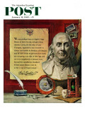 "Benjamin Franklin - bust and quote " Saturday Evening Post Cover  January 16  1960