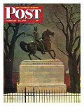 "Statue of Washington on His Horse " Saturday Evening Post Cover  February 22  1947