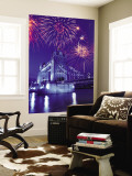 Fireworks Over the Tower Bridge  London  Great Britain  UK