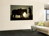 Cowboy With His Horse at Sunset  Ponderosa Ranch  Oregon  USA