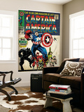Marvel Comics Retro: Captain America Comic Book Cover 100  with Black Panther  Thor  Namor (aged)
