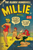 Marvel Comics Retro: Millie the Model Comic Book Cover 45  in Bathing Suit  at the Beach (aged)