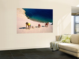 Overhead of Children Climbing Sand Dune