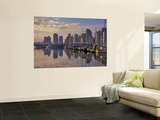 Vancouver Skyline With Boats in Harbor at Sunrise Seen From Stanley Park  British Columbia  Canada