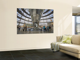 Visitors Inside Glass Dome on Top of Parliamentary Building  the Reichstag  Mitte