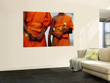 Orange-Robed Monks at Phra Pathom Chedi  the World's Talles Buddhist Monument