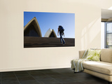 Backpacker Climbing Steps of Sydney Opera House