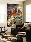 House Of M 7 Cover: Spider-Man  Wolverine  Magneto  Quicksilver and Iron Man Fighting