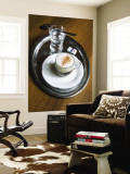 Coffee  Traditionally Served on Oval Metal Tray with a Glass of Water