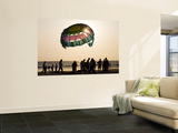 Paragliders on Beach at Sunset