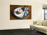 Coffee  Traditionally Served on Oval Metal Tray with a Glass of Water