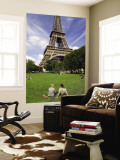 People on Lawn in Front of Eiffel Tower