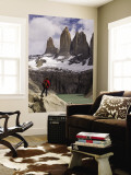 Torres Del Paine with Hiker in Foreground