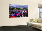 Audience at Dalai Lama Sermon and Zansker Range in Distance  Choglamsar