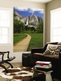 Yosemite Falls with Wooden Walkway in Foreground