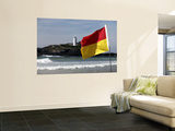 Lifeguards' Warning Flag and Godrevy Lighthouse
