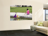 Girl with Toy Boat in Pond of Jardin Des Tuileres