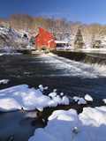 Winter Scenic with a Red Gristmill