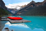 Canoes of Lake Louise  Alberta  Canada