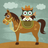 Cowboy Owl on Horse